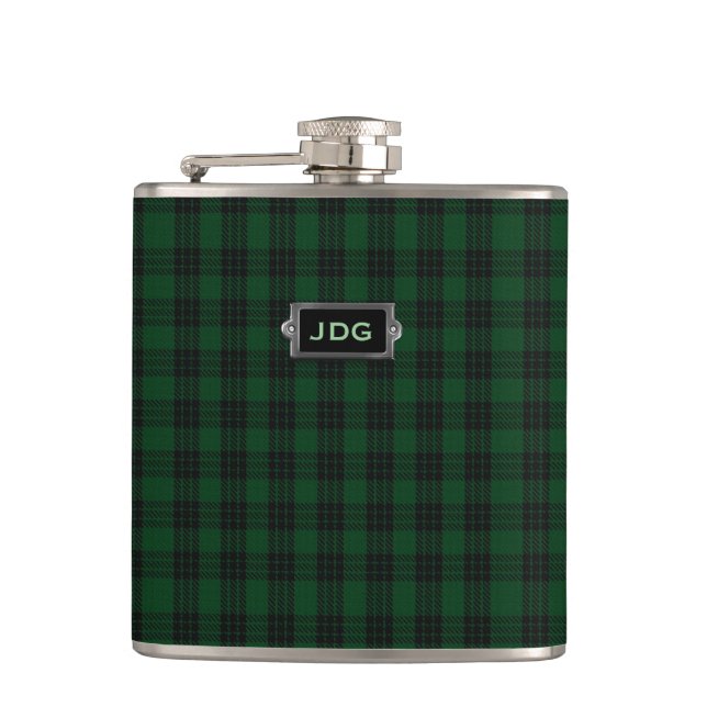 Monogramed Clan-Grahamtartan-karierte Flasche Flachmann (Vorderseite)