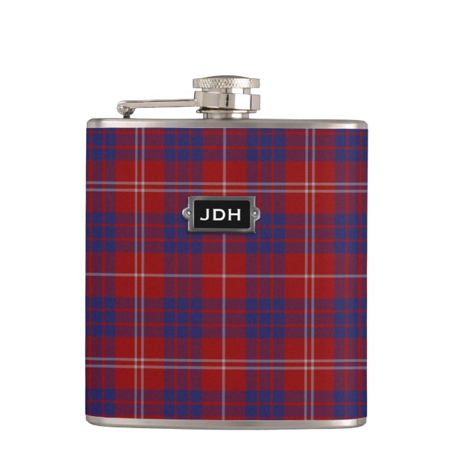Monogramed Clan-Hamiltontartan-karierte Flasche Flachmann (Vorderseite)