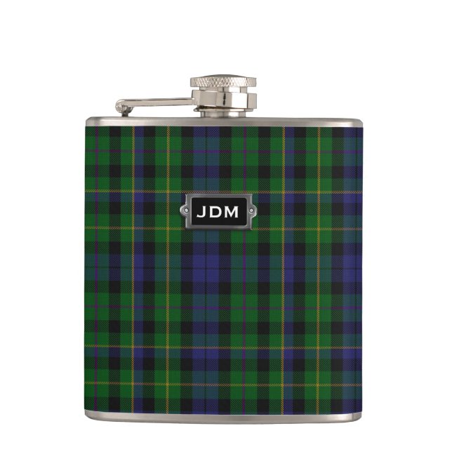 Monogramed Clan MacBride Tartan-karierte Flasche Flachmann (Vorderseite)