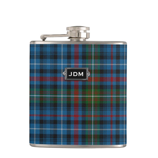 Monogramed Clan MacDonald Tartan-karierte Flasche Flachmann (Vorderseite)