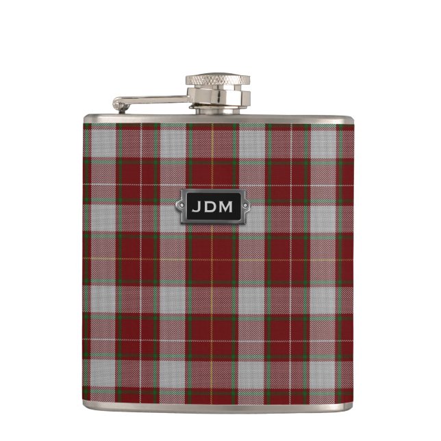 Monogramed Clan MacFie Tartan-karierte Flasche Flachmann (Vorderseite)