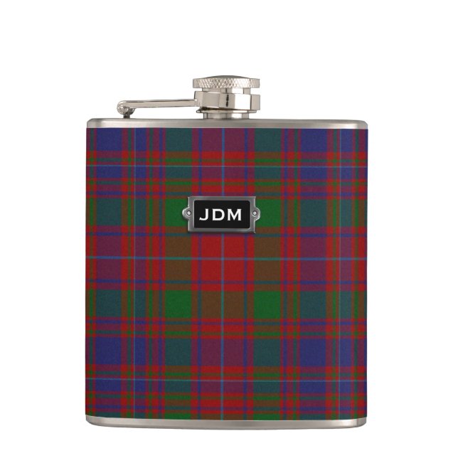 Monogramed Clan MacIntyre Tartan-karierte Flasche Flachmann (Vorderseite)