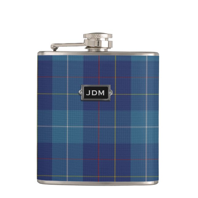 Monogramed Clan MacKerrell Tartan Kariert Flask Flachmann (Vorderseite)