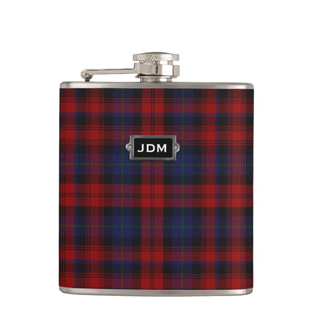Monogramed Clan MacLachlan Tartan-karierte Flasche Flachmann (Vorderseite)