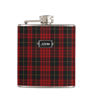 Monogramed Clan MacQueen Tartan-karierte Flasche Flachmann