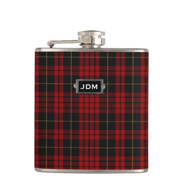 Monogramed Clan MacQueen Tartan-karierte Flasche Flachmann (Vorderseite)