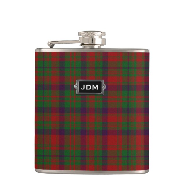 Monogramed Clan Matheson Tartan-karierte Flasche Flachmann (Vorderseite)