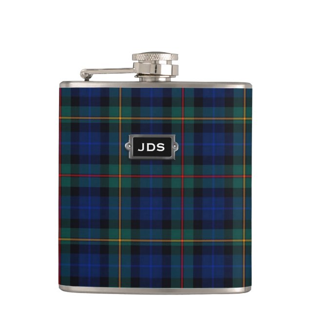 Monogramed Clan-Smithtartan-karierte Flasche Flachmann (Vorderseite)