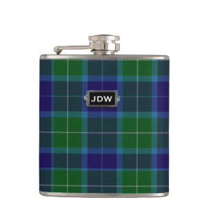 Monogramed Clan-Wallacetartan-karierte Flasche Flachmann