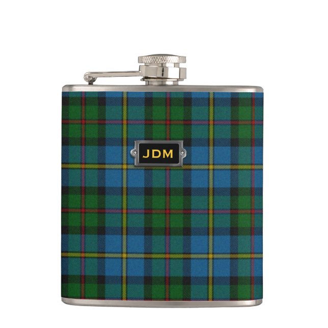 Monogramed klassischer MacLeod Tartan-karierte Flachmann (Vorderseite)