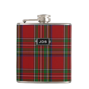 Monogramed königlicher Stewart Tartan-karierte Flachmann