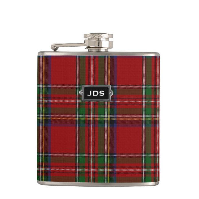 Monogramed königlicher Stewart Tartan-karierte Flachmann (Vorderseite)