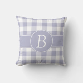 Monogramed Lavendel u. weißes Gingham-Kissen Kissen