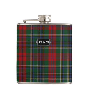 Monogramed MacLean Tartan-karierte Flasche Flachmann