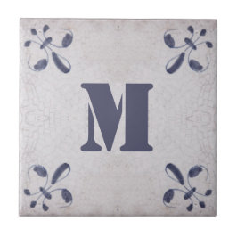 Monogramed Repro Portugiesisch Blue Azulejos Tile Fliese