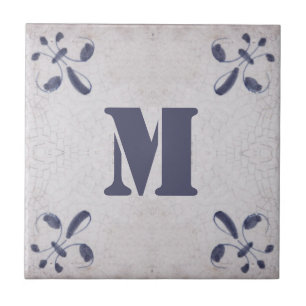 Monogramed Repro Portugiesisch Blue Azulejos Tile Fliese