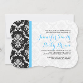 Monogramierte elegante Schwarz-Weiß-Hochzeit Einladung