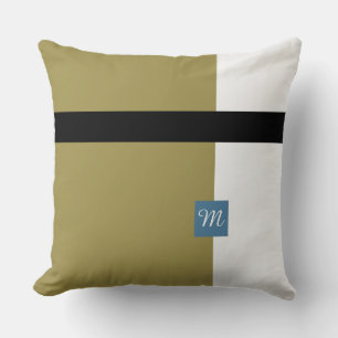 Monogramierte Olive Green Color blockiert Kissen