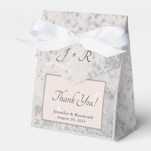 Monogramierte Peach & Gray Marble Geschenkschachtel (Vorderseite)