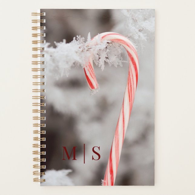 Monogramierte Snowflake Covered Candy Cane Planer (Vorderseite)