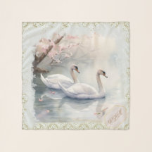 Monogramierte Swan Scene Chiffon Scarf 2