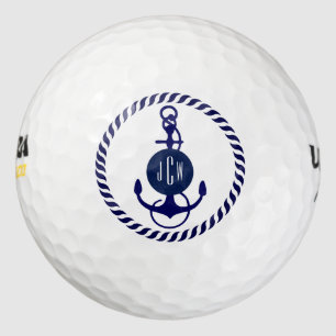 Monogramierter Anker des Navy Blue Nautical Boat Golfball