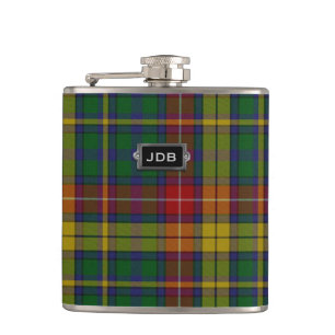 Monogramierter Clan Buchanan Tartan Kariert Flask Flachmann