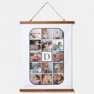 Monogramm, 14 Foto, abgerundete Ecken, weiß Wandteppich Mit Holzrahmen