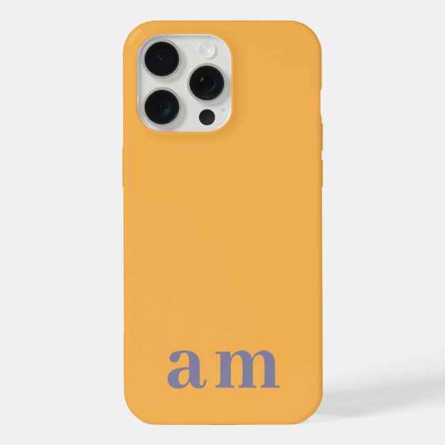 Monogramm 2 Initialen Gelb & Blau Minimalistisch iPhone Hülle (Rückseite)