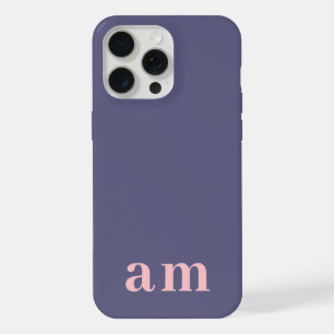 Monogramm 2 Initialen Heather Blau & Rosa Minimali iPhone 15 Pro Max Hülle