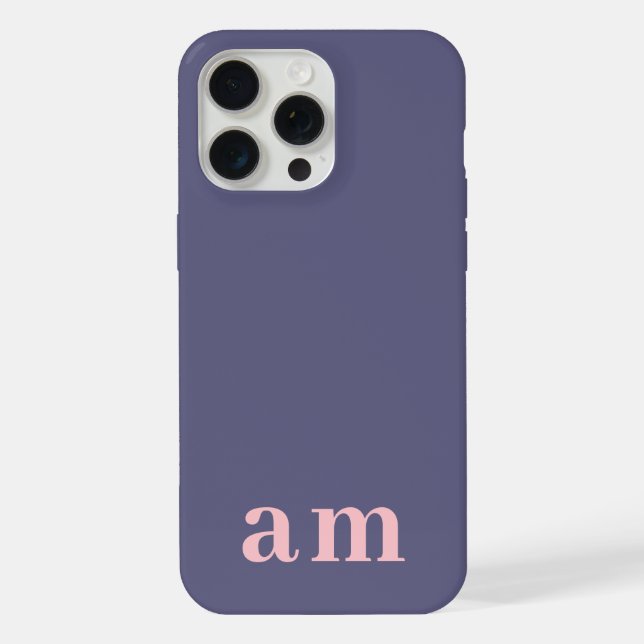 Monogramm 2 Initialen Heather Blau & Rosa Minimali iPhone Hülle (Rückseite)