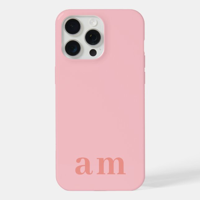 Monogramm 2 Initialen Rosa Minimalistisch iPhone Hülle (Rückseite)