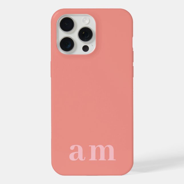 Monogramm 2 Initialen Rosa Minimalistisch iPhone Hülle (Rückseite)