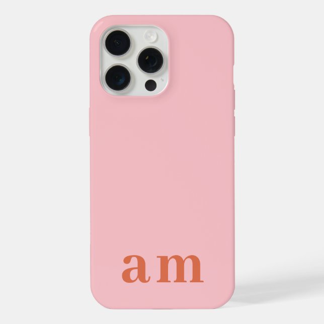 Monogramm 2 Initialen Rosa & Rot Minimalistisch iPhone Hülle (Rückseite)