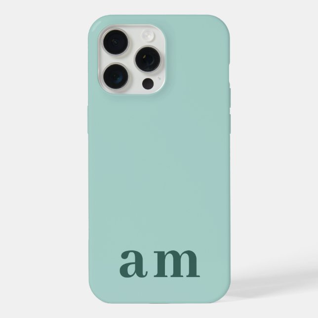 Monogramm 2 Initialen Türkis & Meergrün Minimalist iPhone Hülle (Rückseite)