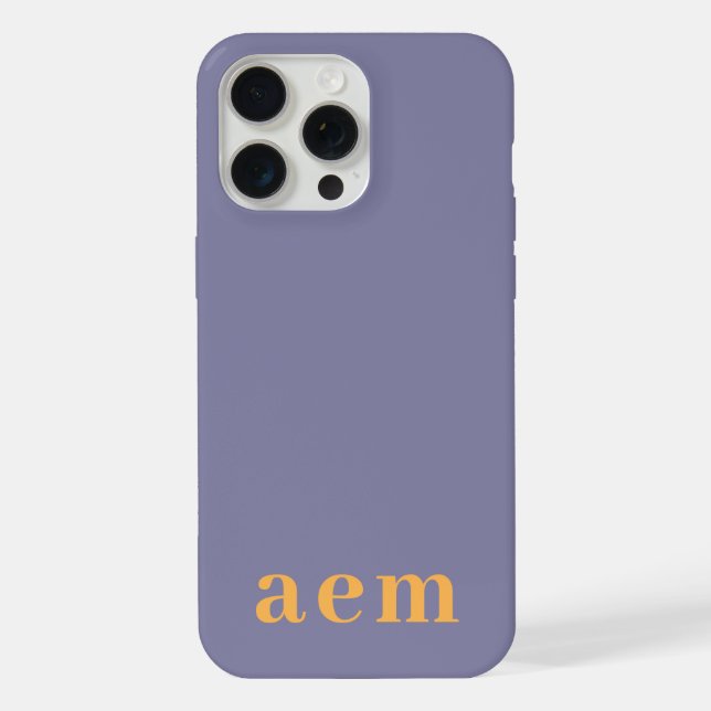 Monogramm 3 Initialen Gelb & Blau Minimalistisch iPhone Hülle (Rückseite)