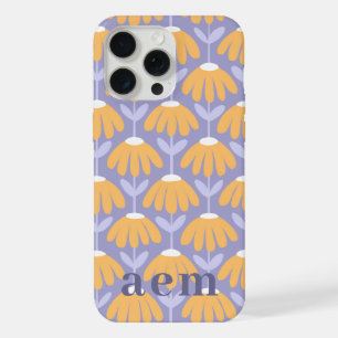 Monogramm 3 Initialen Heather Vintage Blumenmuster iPhone 15 Pro Max Hülle