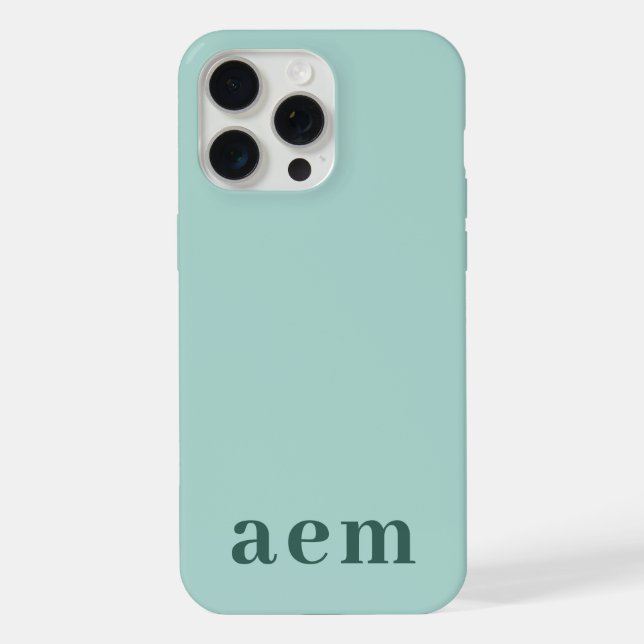 Monogramm 3 Initialen Türkis & Meergrün Minimalist iPhone Hülle (Rückseite)