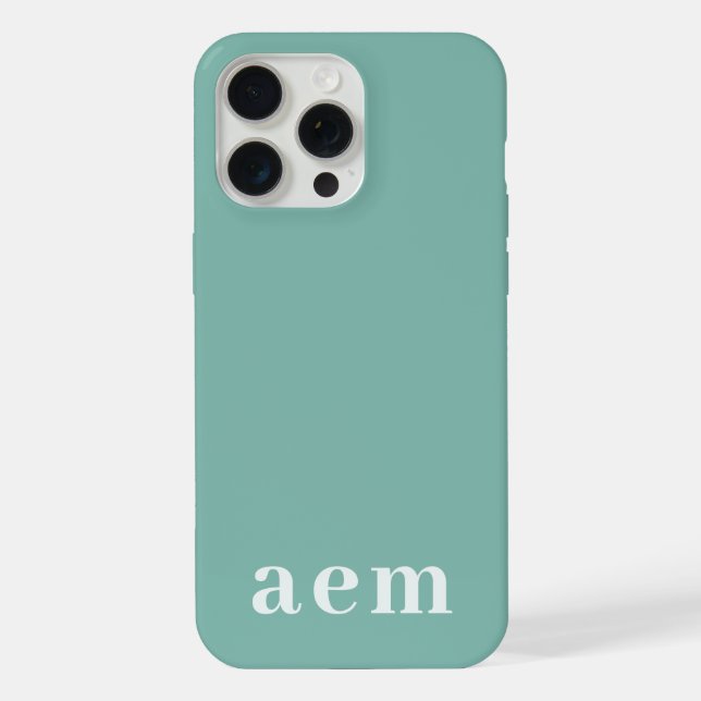 Monogramm 3 Initialen Türkisblau Minimalistisch iPhone Hülle (Rückseite)