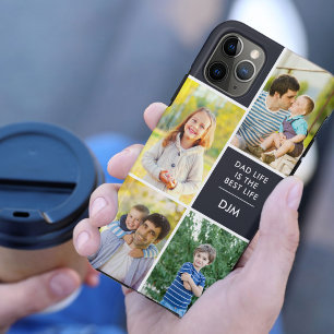Monogramm 4 Foto Dad Life is the Best Life Blau Case-Mate iPhone Hülle