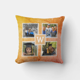 Monogramm 4 Fotovorlage Modernes Gelb Kissen