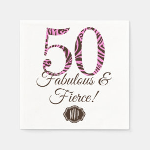 Monogramm 50. Geburtstag Fabulous & Fierce Serviette