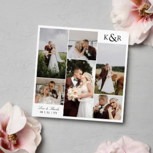 Monogramm 6 Fotos Collage Hochzeit Liebe & Dankesc Dankeskarte