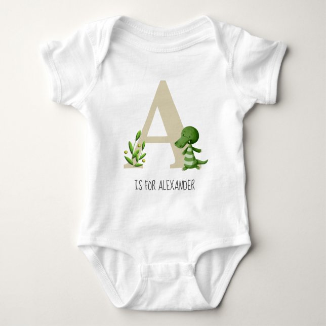 Monogramm-A-Alligator Baby Strampler (Vorderseite)