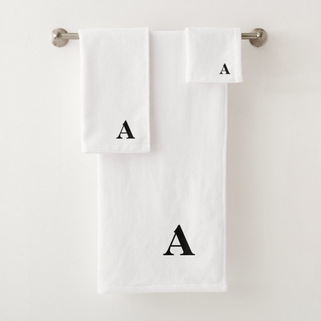 Monogramm A auf weiß Badhandtuch Set (Insitu)