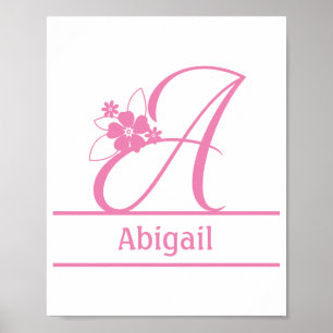 Monogramm A, Buchstabe A, Anfangsbuchstabe A, Flor Poster