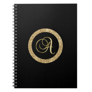 Monogramm A, elegante goldene Schrift Notizblock