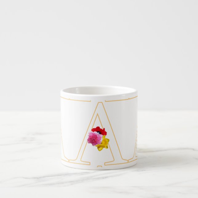 Monogramm A Floral Espressotasse (Vorderseite)