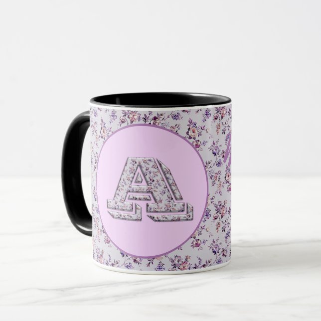Monogramm A für Luxus-Blume Tasse (Vorderseite Links)