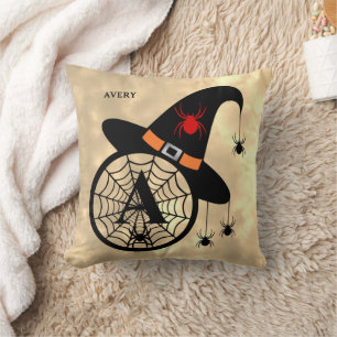 Monogramm A Halloween Himmel Hexe Spinnen Name Kissen